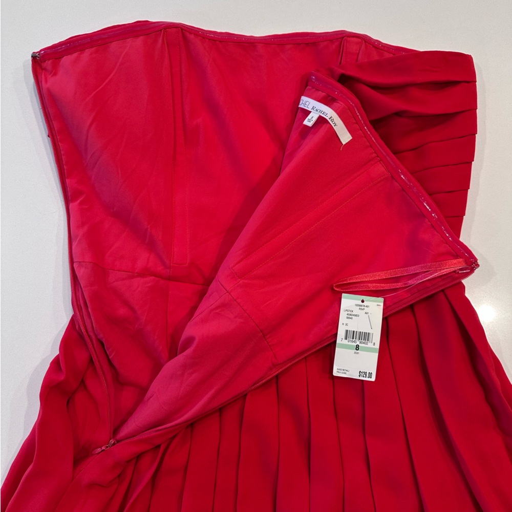 Rachel Roy RSVP Lipstick Red Pleated‎ Strapless Mini Dress Size 8 - Picture 8 of 11
